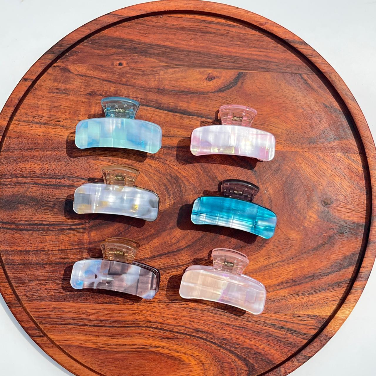 Prism Glow Marble Hair Claw - Medium