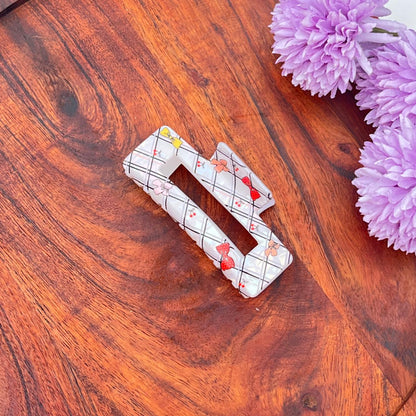 Elegant Acrylic Printed Hair Clutcher - 8.5cm