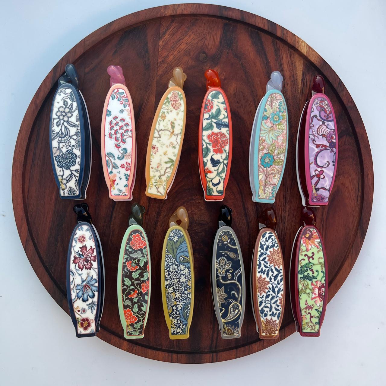 Honey Vintage Bloom Printed Banana Clip - 10cm