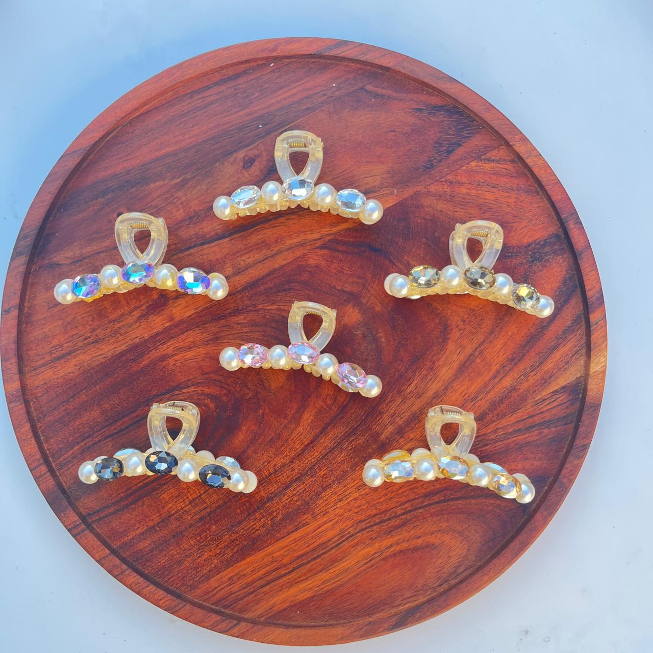 Crystal Pearl Hair Claw - Medium