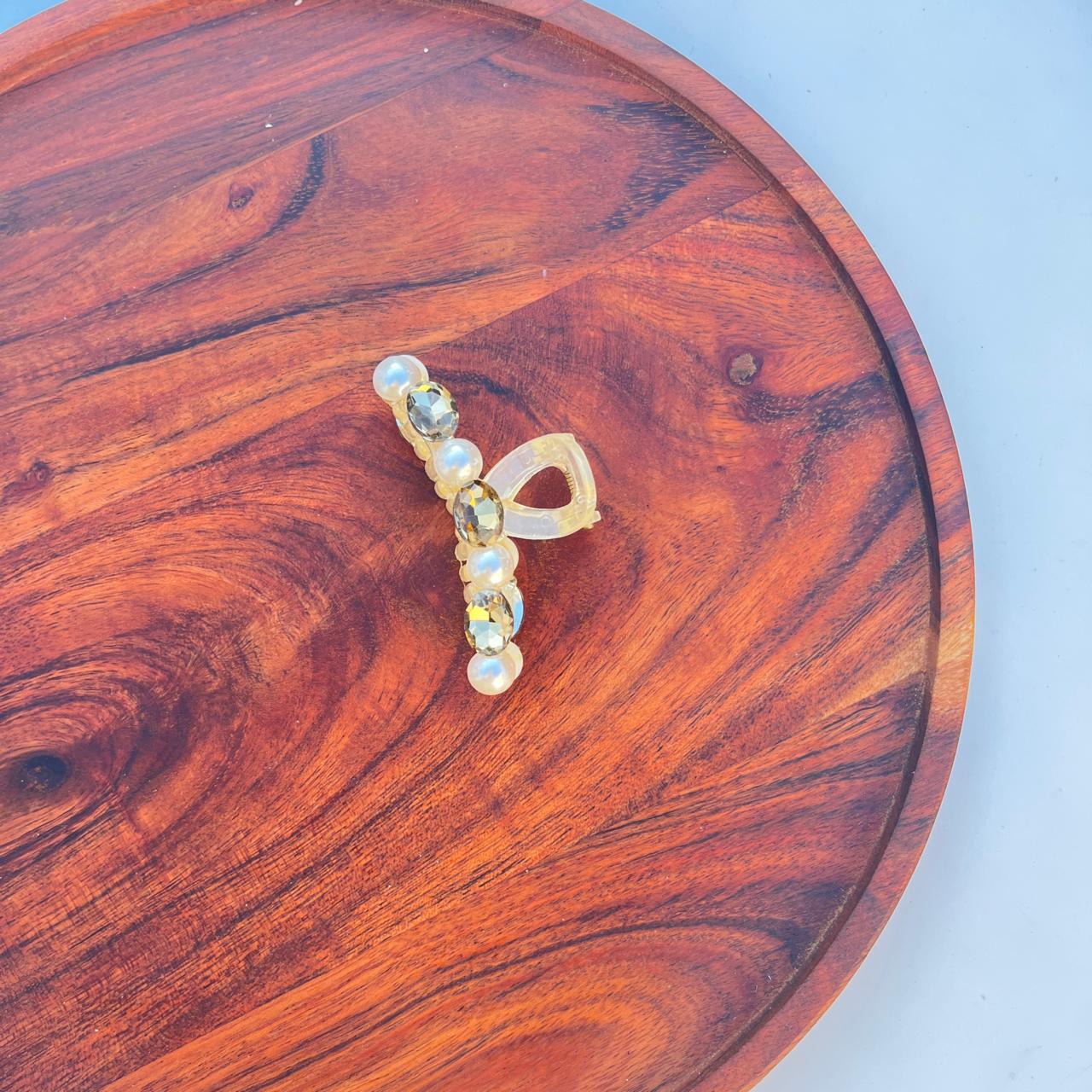 Crystal Pearl Hair Claw - Medium