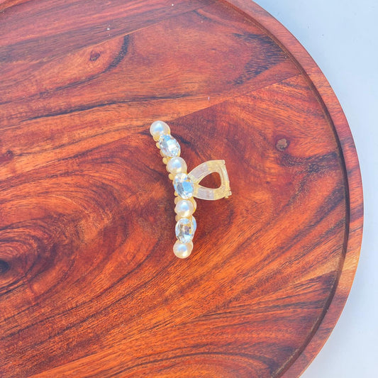 Crystal Pearl Hair Claw - Medium