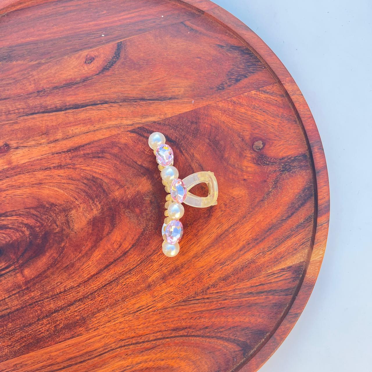 Crystal Pearl Hair Claw - Medium