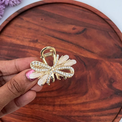 Crystal Bow Luxe Claw Clip - Medium 5cm