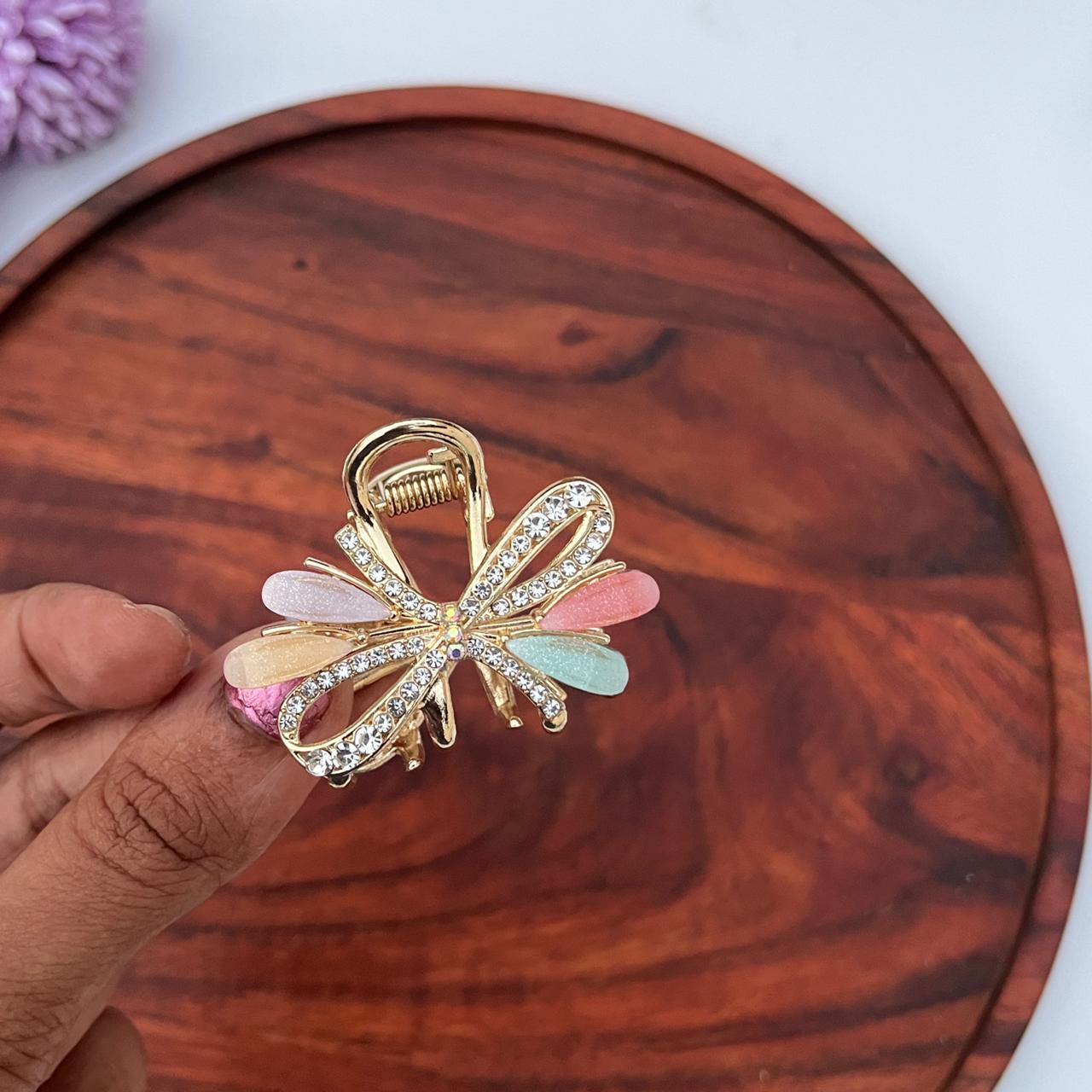 Crystal Bow Luxe Claw Clip - Medium 5cm