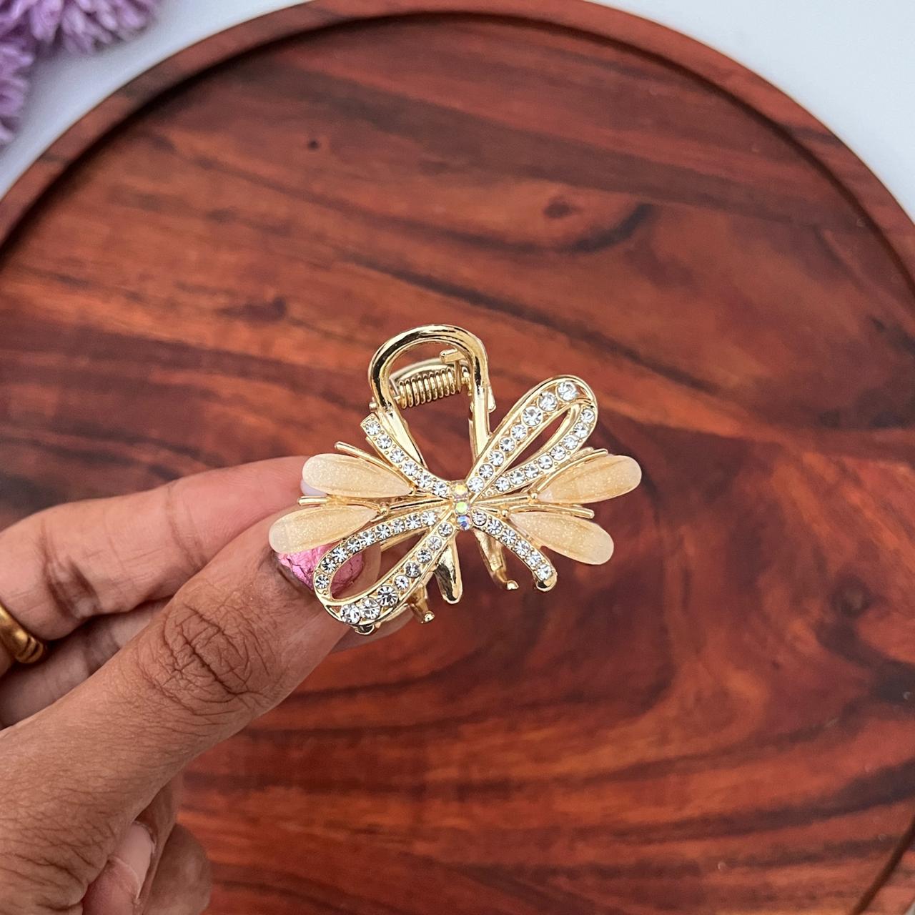 Crystal Bow Luxe Claw Clip - Medium 5cm