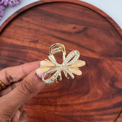 Crystal Bow Luxe Claw Clip - Medium 5cm