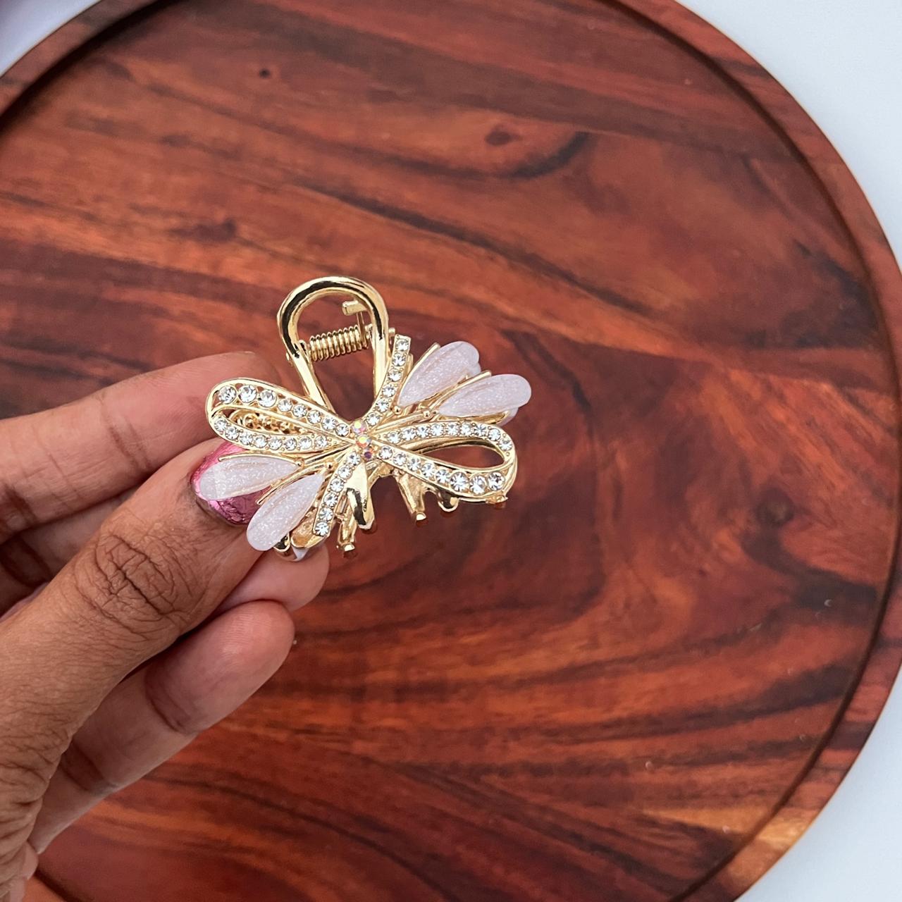 Crystal Bow Luxe Claw Clip - Medium 5cm