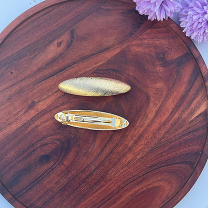 Luxe Metallic Feather Barrette - Medium 8.5cm