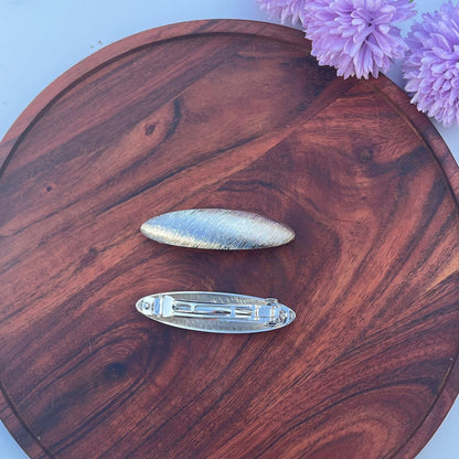Luxe Metallic Feather Barrette - Medium 8.5cm