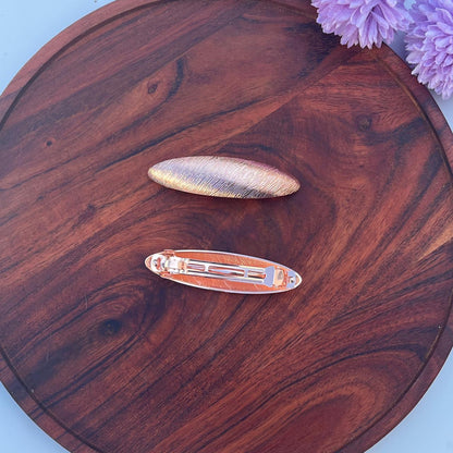 Luxe Metallic Feather Barrette - Medium 8.5cm
