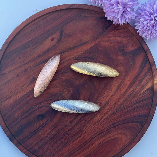 Luxe Metallic Feather Barrette - Medium 8.5cm