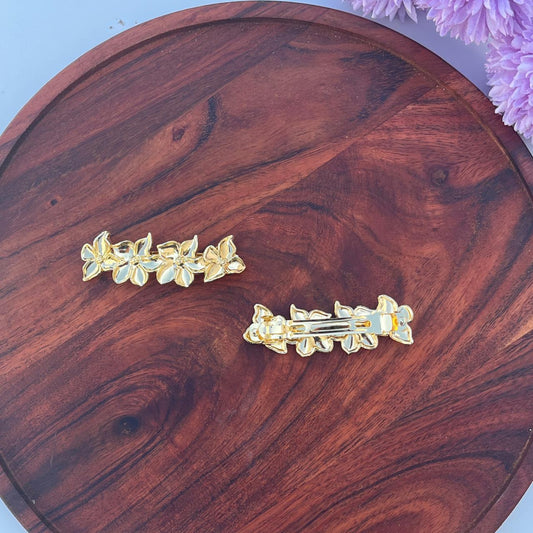 Golden Blossom Barrette Clip - Medium 8cm