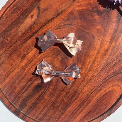Luxe Ribbon Metallic Barrette Clip - Small 8cm