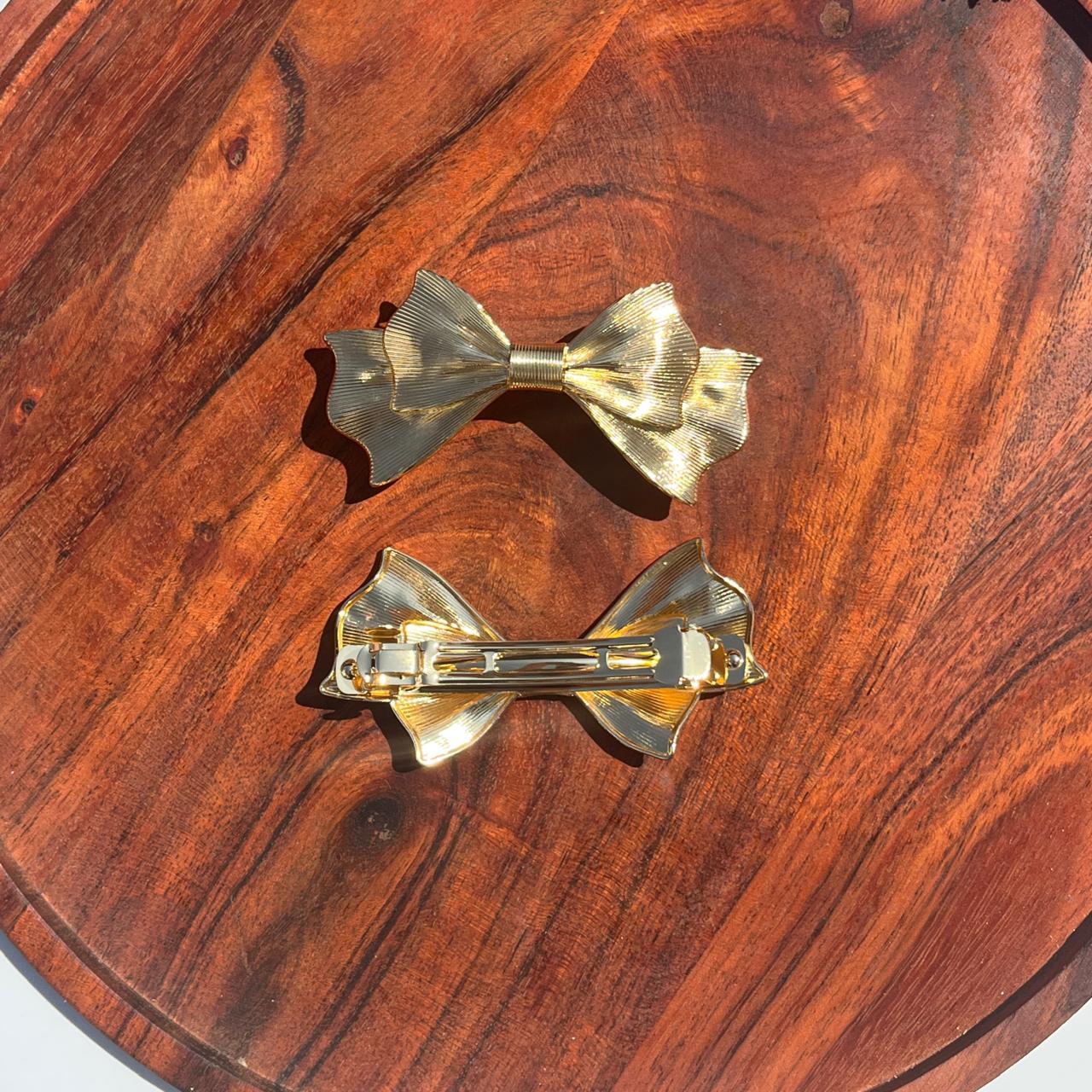 Luxe Ribbon Metallic Barrette Clip - Small 8cm