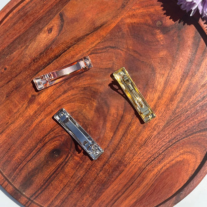 Rectangular Metallic Barrette Clip - Small 6cm