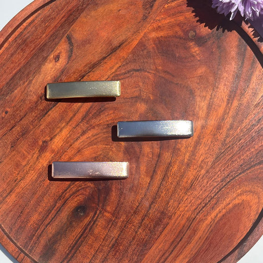 Rectangular Metallic Barrette Clip - Small 6cm