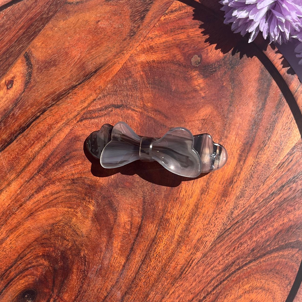 Marble Bow Barrette Clip - Medium 8.5cm