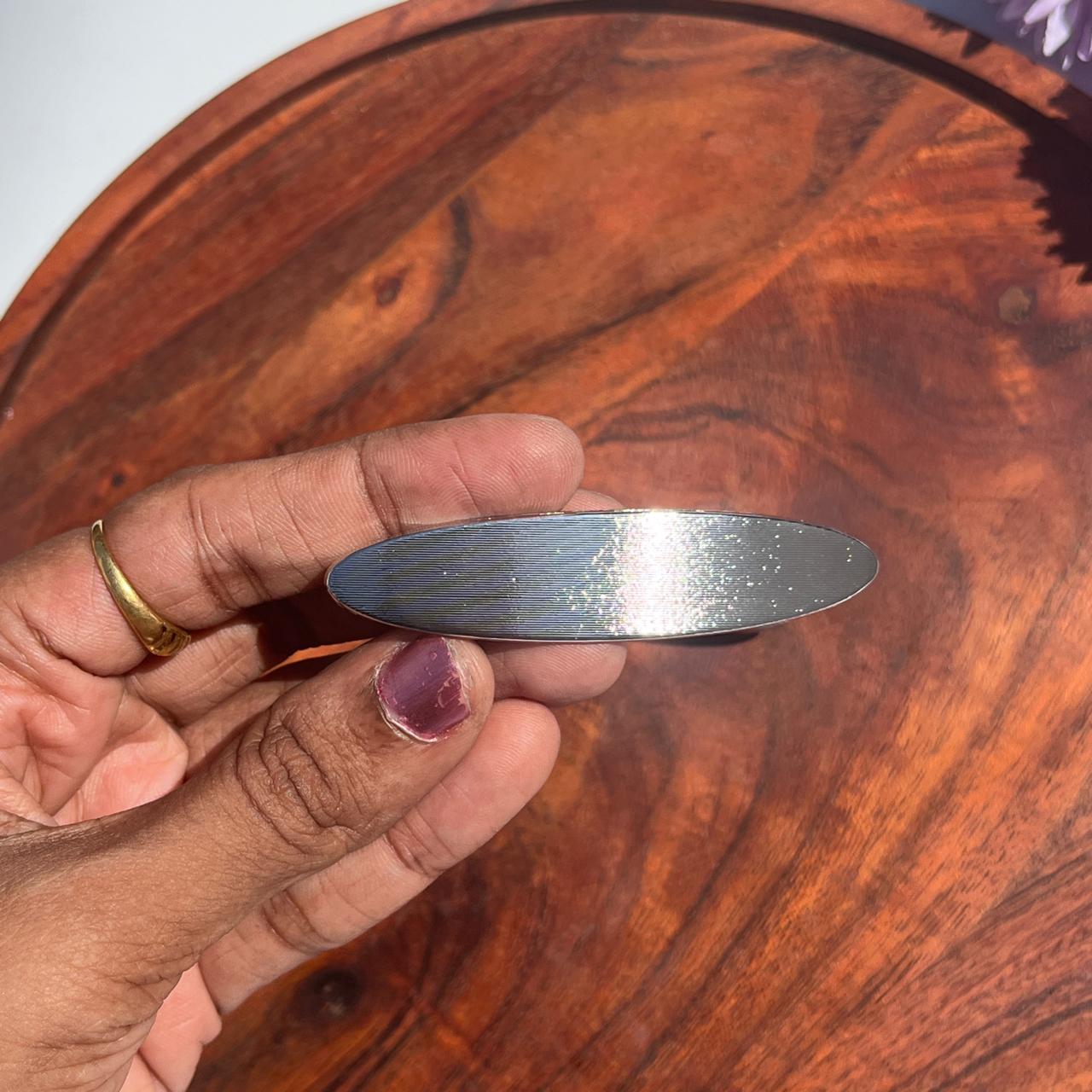 Luna Oval Metallic Barrette Clip - Small 6cm