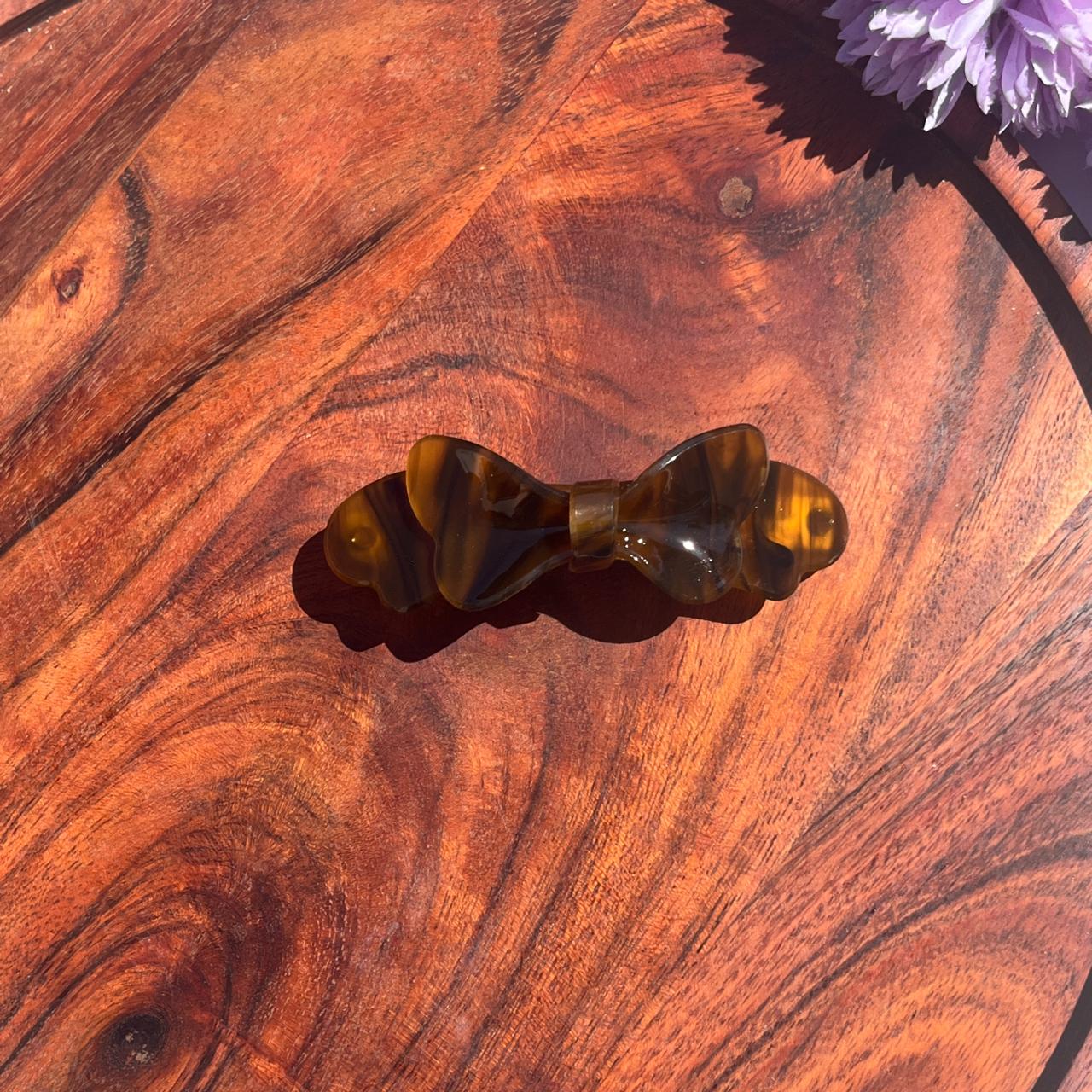 Marble Bow Barrette Clip - Medium 8.5cm