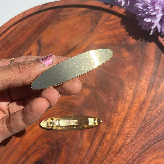 Luna Oval Metallic Barrette Clip - Small 6cm