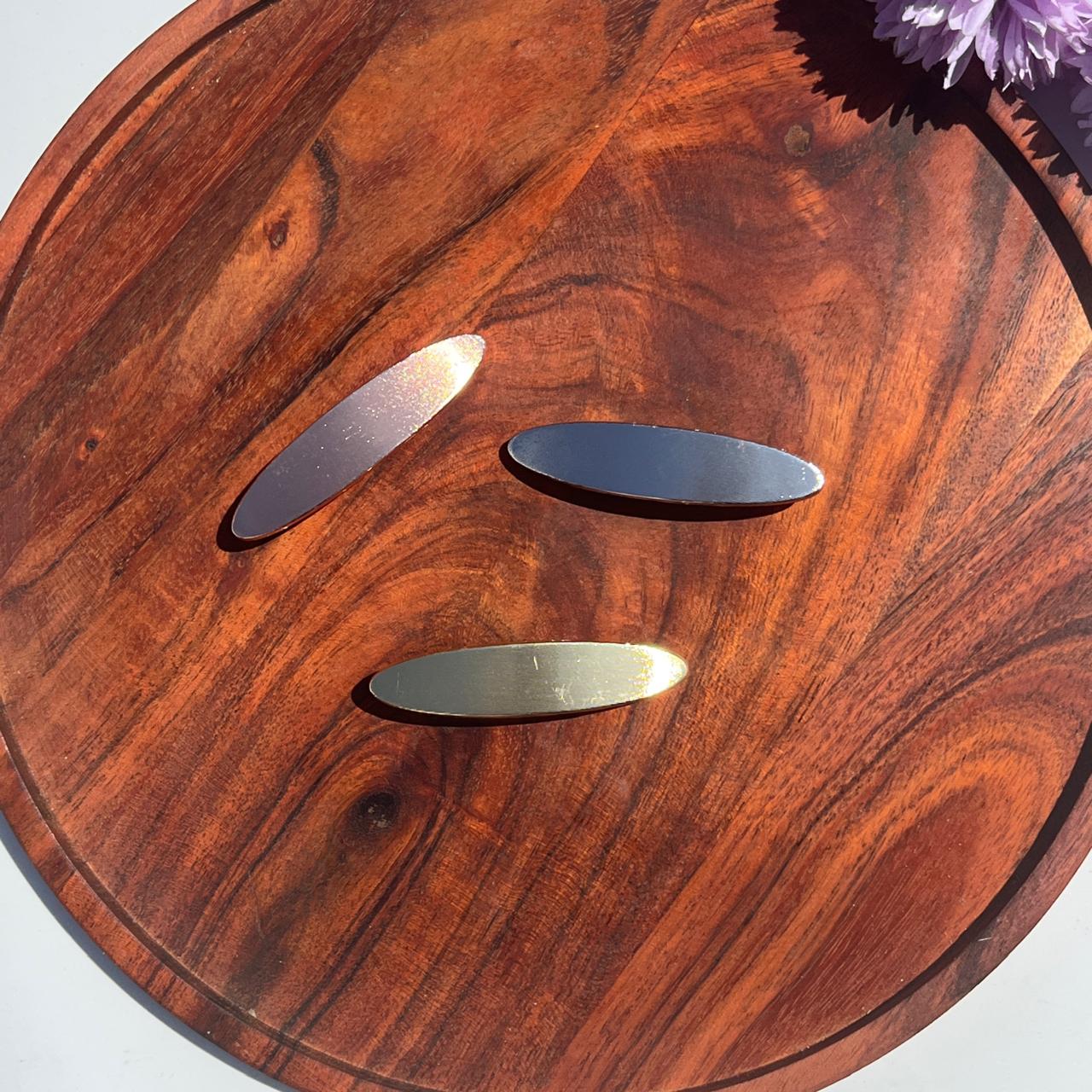 Luna Oval Metallic Barrette Clip - Small 6cm