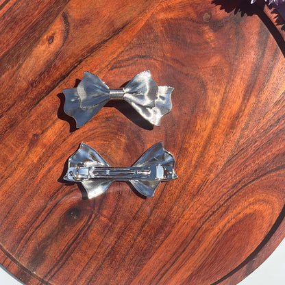 Luxe Ribbon Metallic Barrette Clip - Small 8cm
