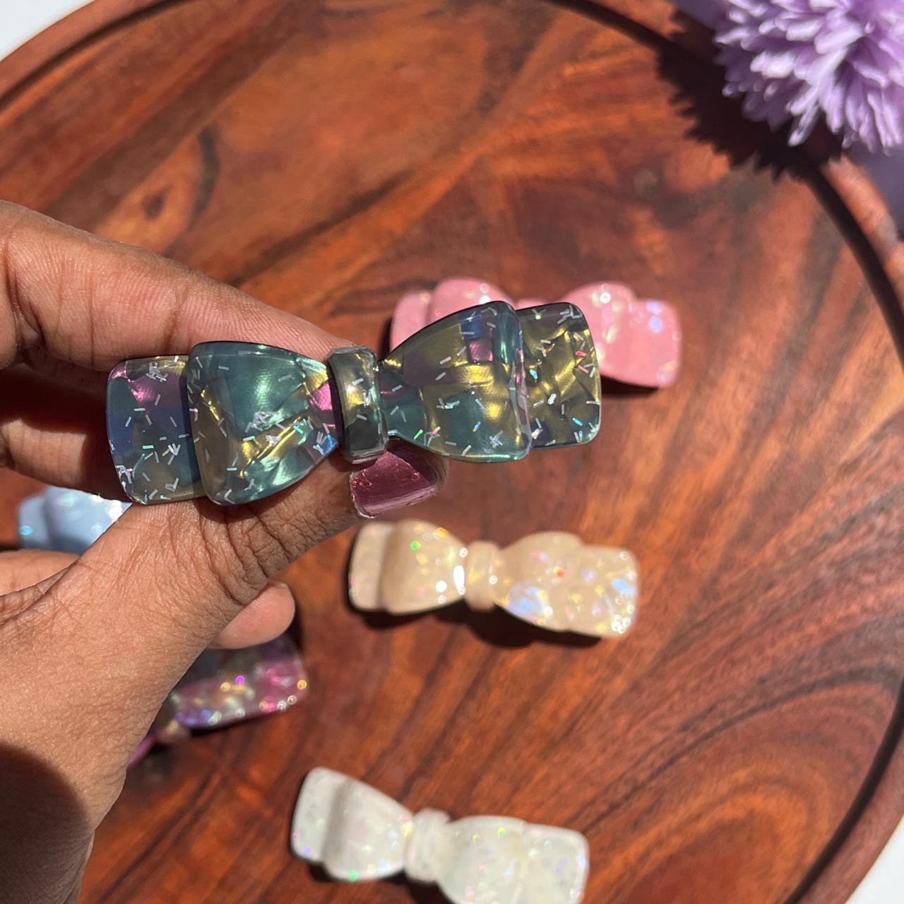 Aurora Sparkle Bow Barrette - Small 6.5cm
