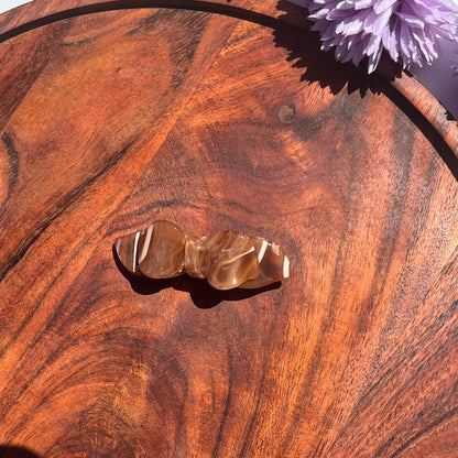 Marble Wave Bow Barrette - Small 6.5cm