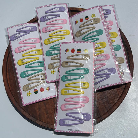 Pastel Pop Snap Hair Clips Set – 10 PCS