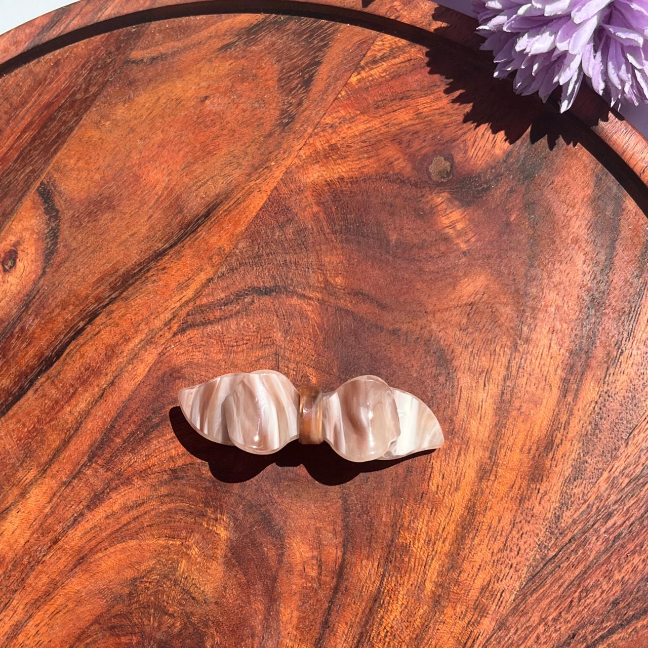 Marble Wave Bow Barrette - Small 6.5cm