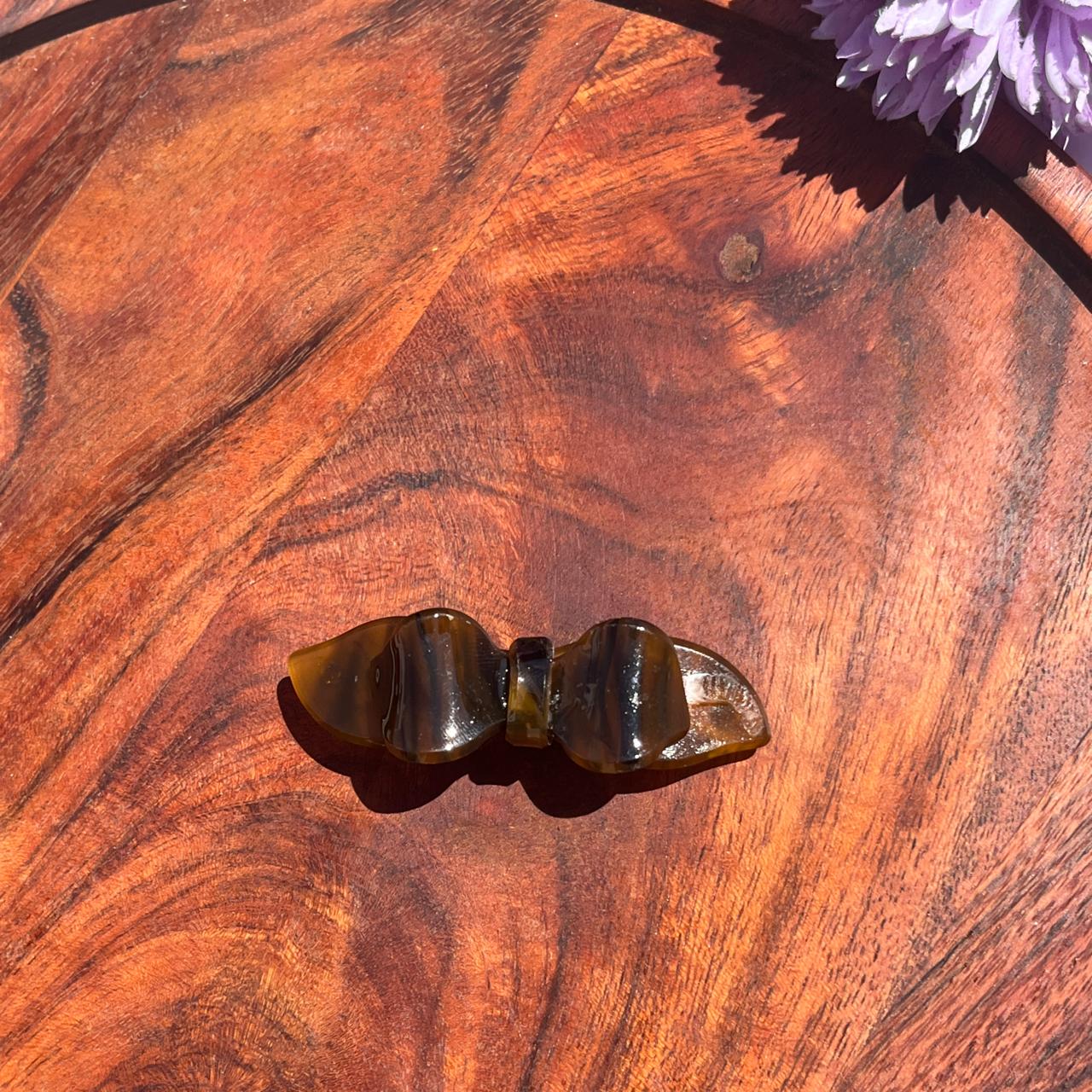 Marble Wave Bow Barrette - Small 6.5cm
