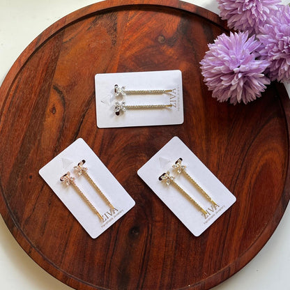 Crystal Blossom Chain Hair Pins – Set of 2