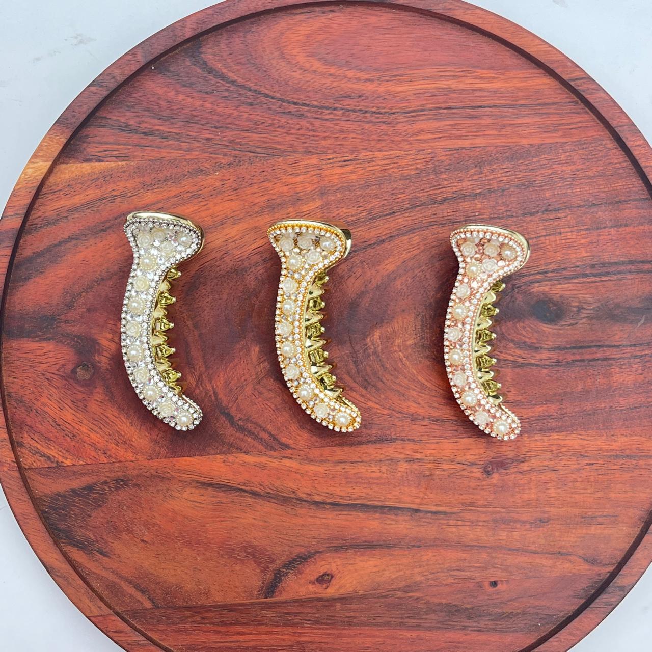 Pearl & Crystal Luxe Banana Clip Collection- Medium 8cm