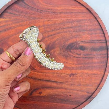 Pearl & Crystal Luxe Banana Clip Collection- Medium 8cm