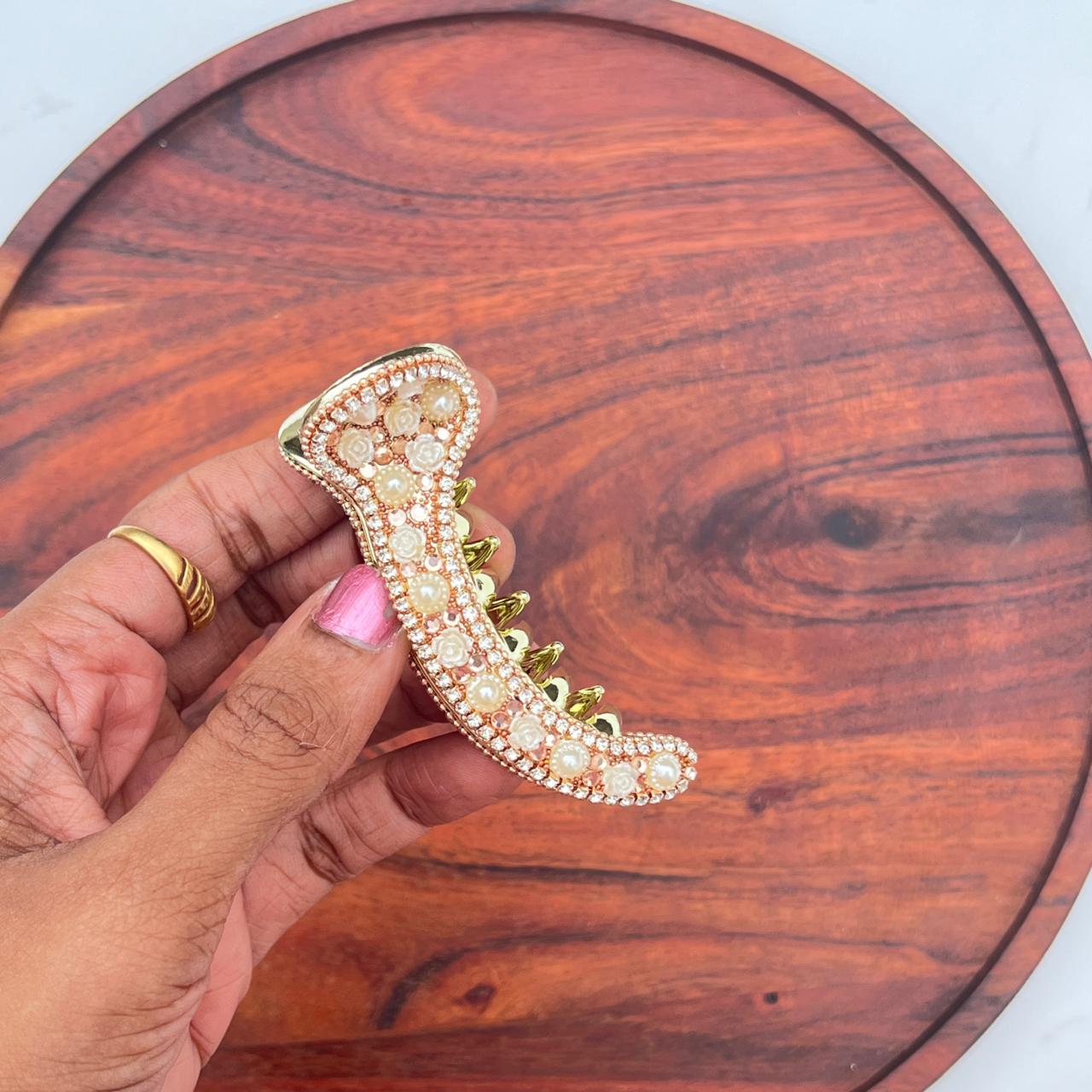 Pearl & Crystal Luxe Banana Clip Collection- Medium 8cm