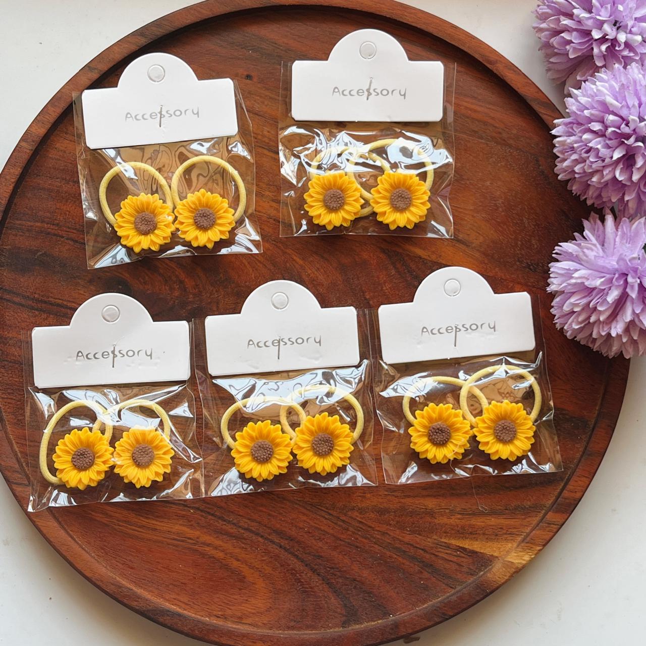 Sunflower Charm Hair Tie Set - Pack of 2