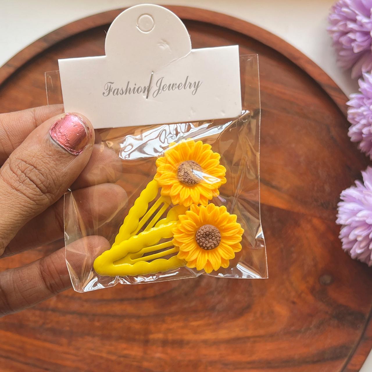 Sunflower Snap Clip Set – Pack of 2