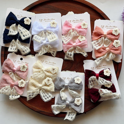 Vintage Lace Floral Bow Hair Clip  - Pack of 1