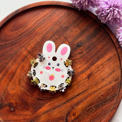 Rainbow Mini Metallic Hair Claw Clips – 12-Piece Bunny Card Set