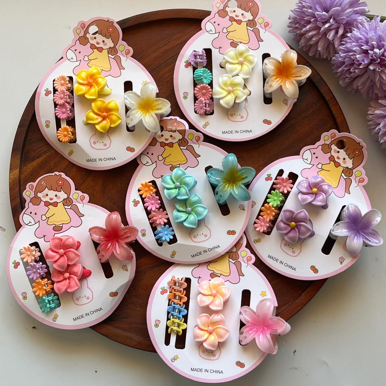Floral Hair Accessories Set – 3-Piece Flower Hair Clips for Girls