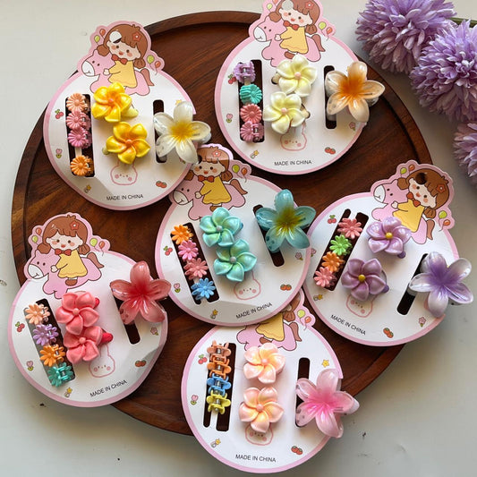 Floral Hair Accessories Set – 3-Piece Flower Hair Clips for Girls