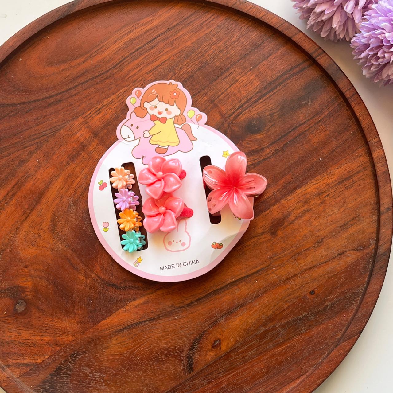 Floral Hair Accessories Set – 3-Piece Flower Hair Clips for Girls