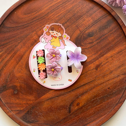 Floral Hair Accessories Set – 3-Piece Flower Hair Clips for Girls