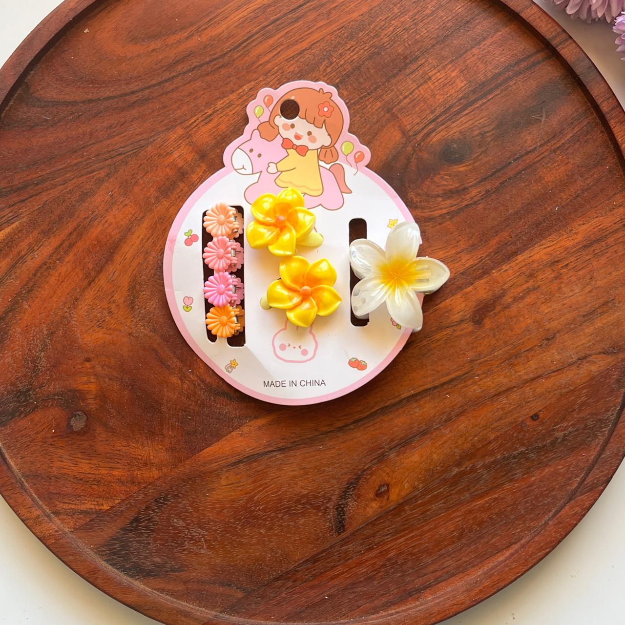 Floral Hair Accessories Set – 3-Piece Flower Hair Clips for Girls