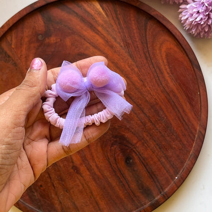 Pastel Mesh Bow Hair Scrunchie-  Pack of 1