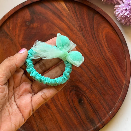 Pastel Mesh Bow Hair Scrunchie-  Pack of 1