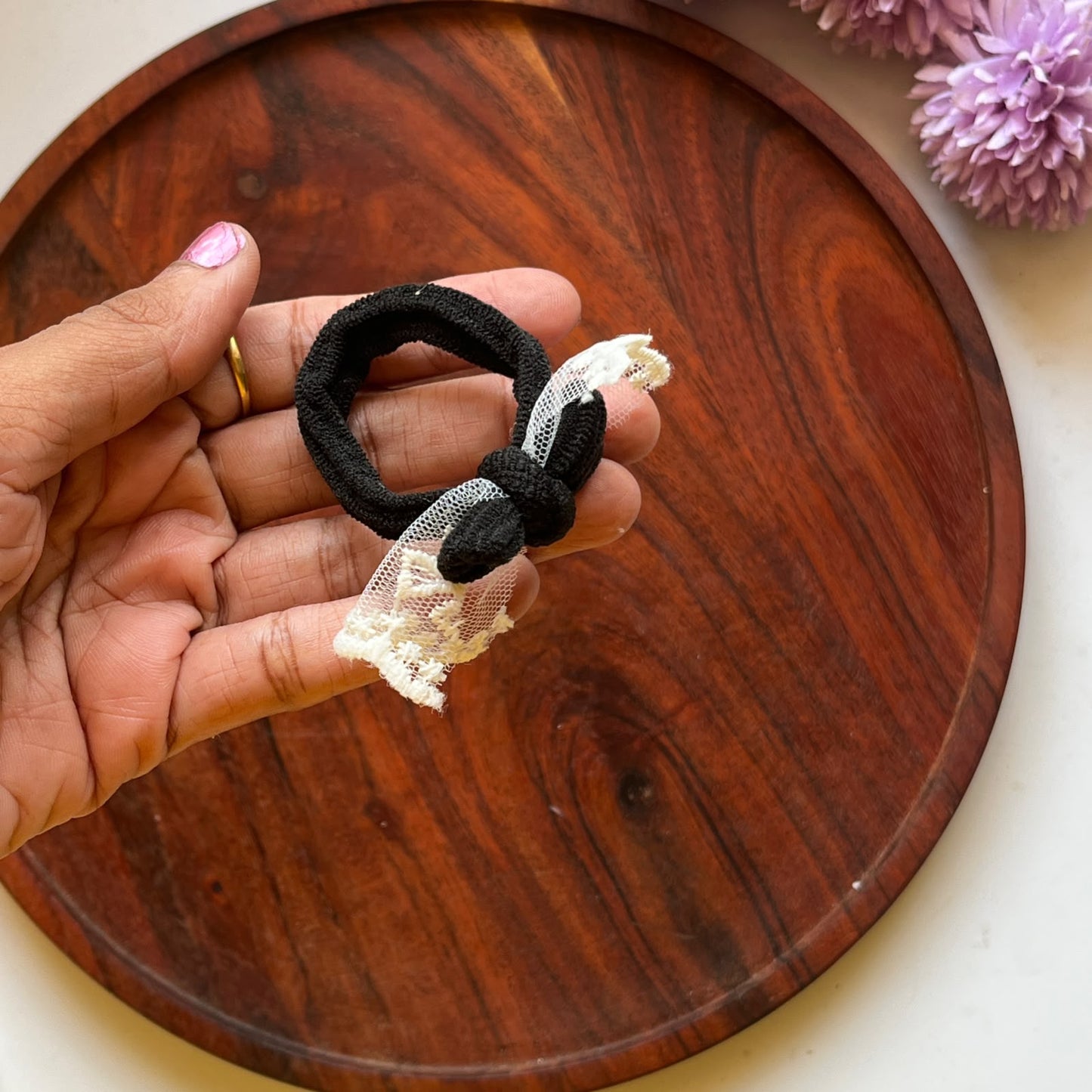 Lace Bow Hair Tie -  Pack of 1