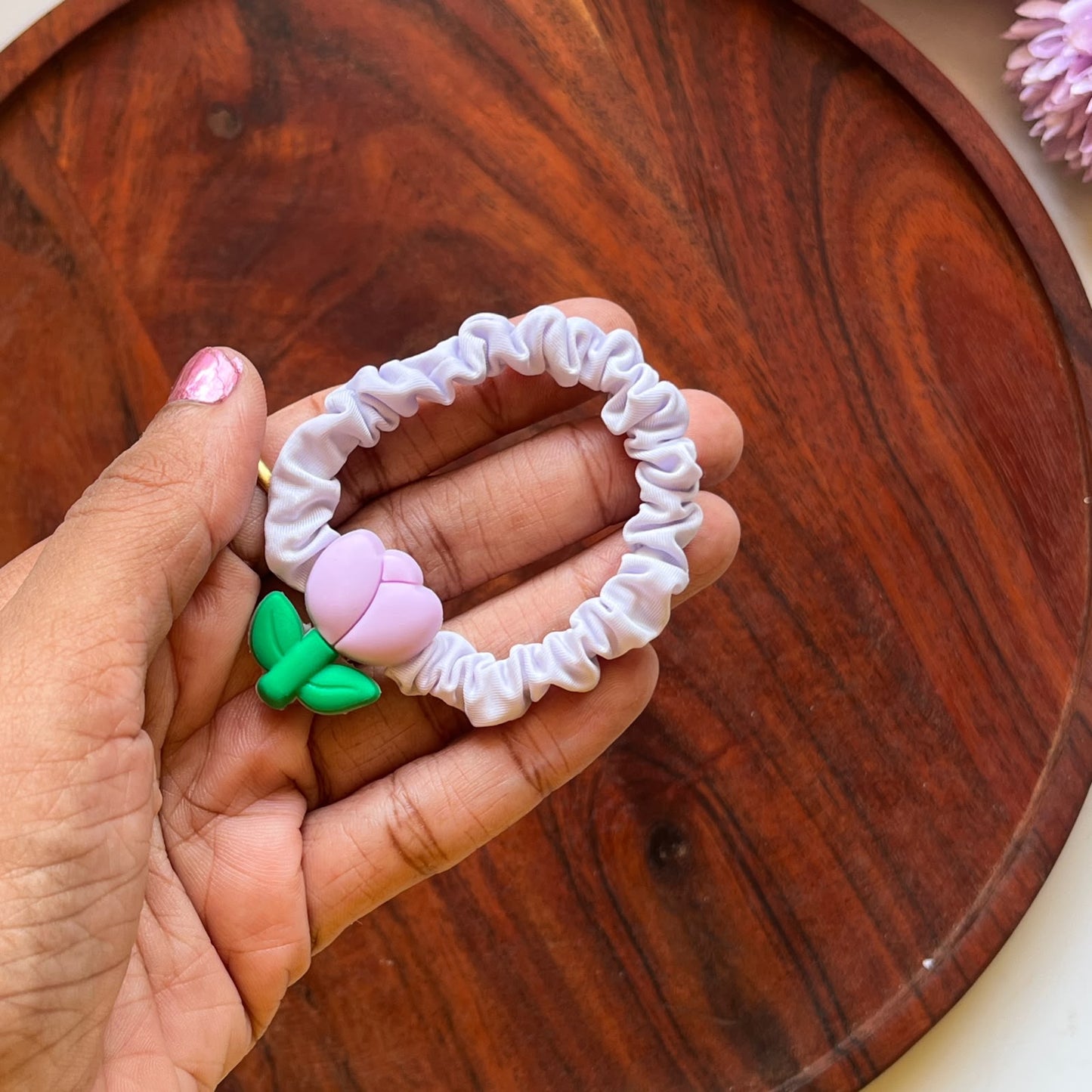 Pastel Tulip Scrunchie Hair Tie-  Pack of 1