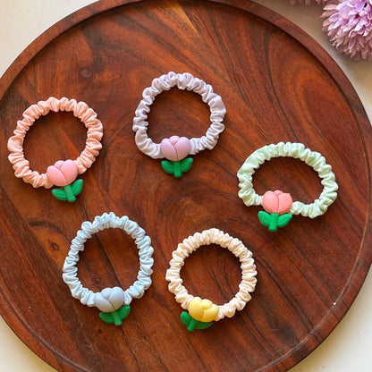 Pastel Tulip Scrunchie Hair Tie-  Pack of 1